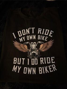 Graphic Black Tee with Winged Motorcycle Print